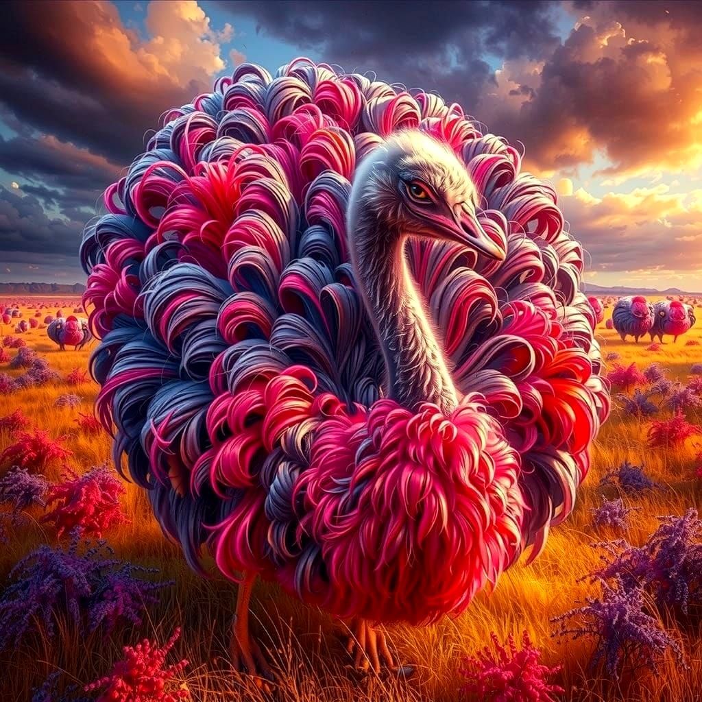 Vibrant Savannah Ostrich Masterpiece