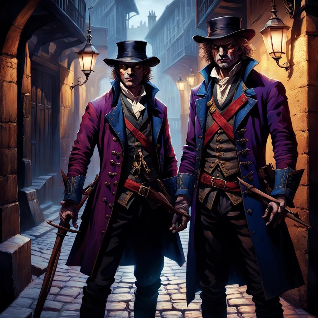 French Vampire Hunters in Ornate Alleyway