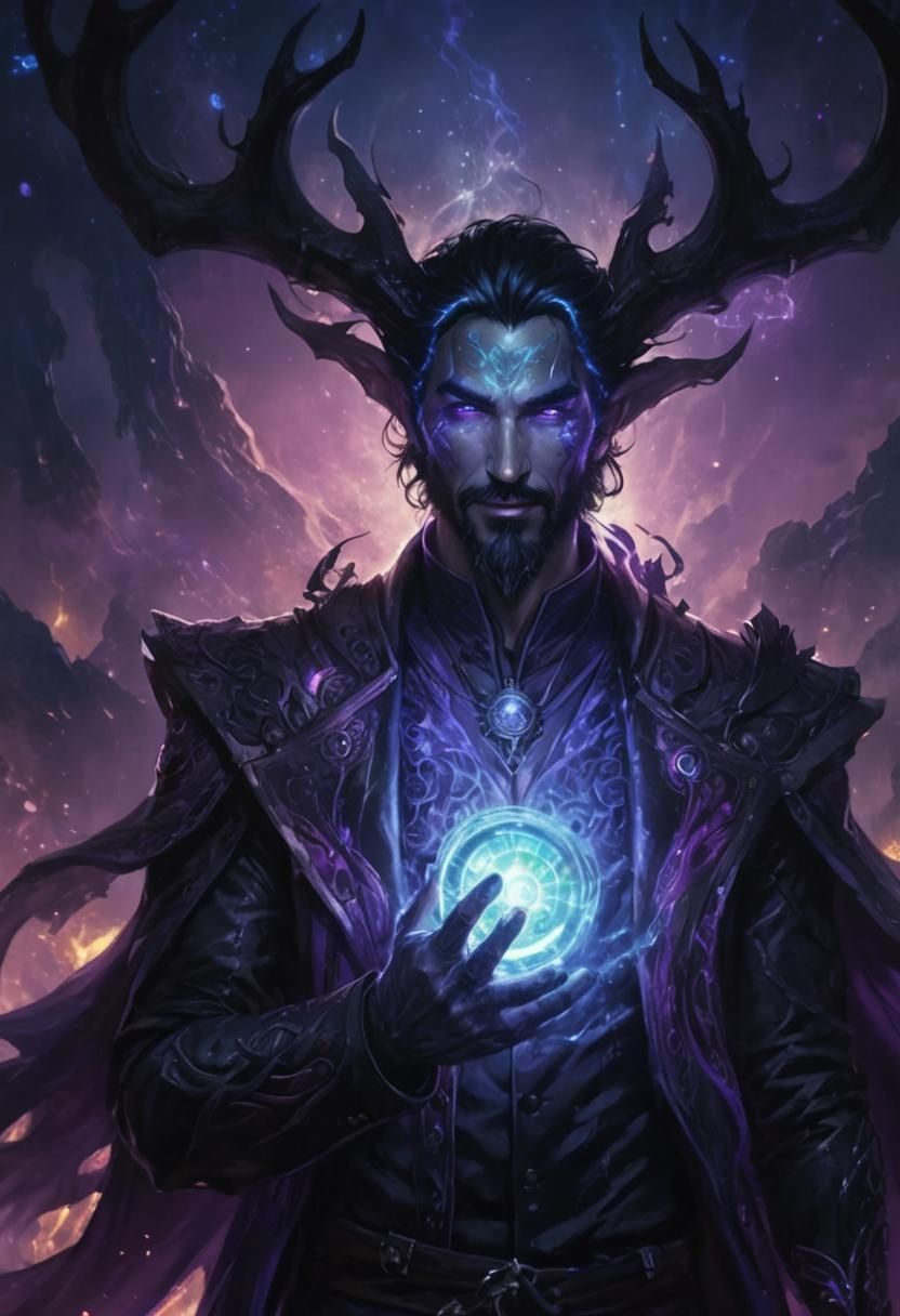 Handsome Arcane Mage with Bioluminescent Eyes