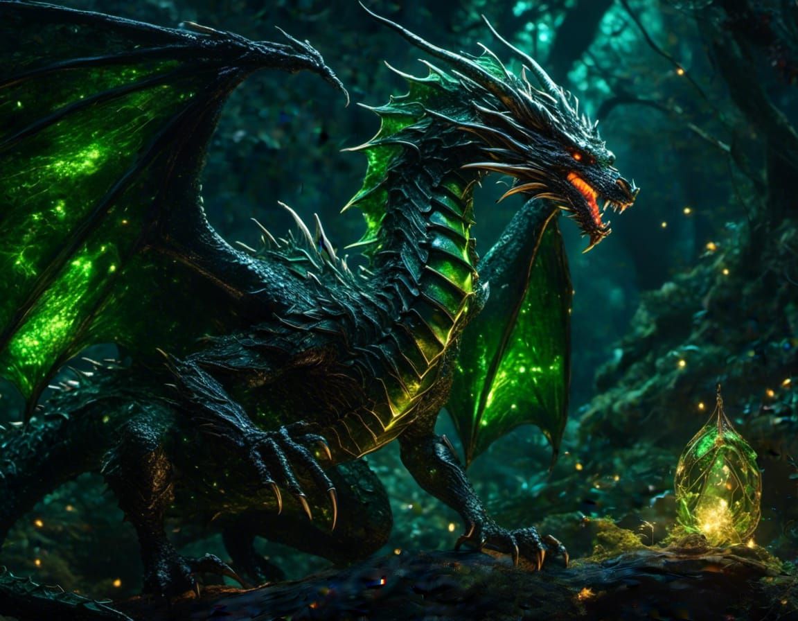 Scary Majestic Poisonous Dragon in Fantasy Horror