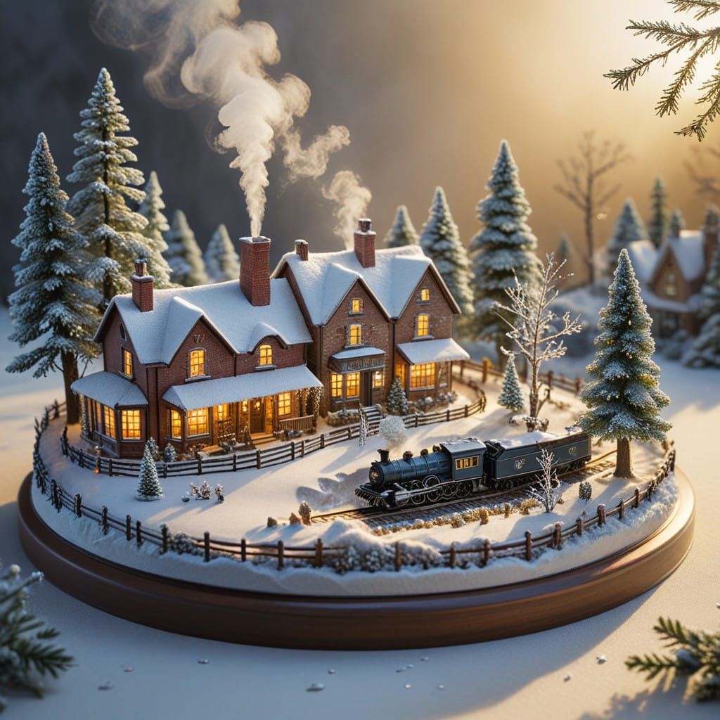 Winter Wonderland Diorama in Whimsical Style