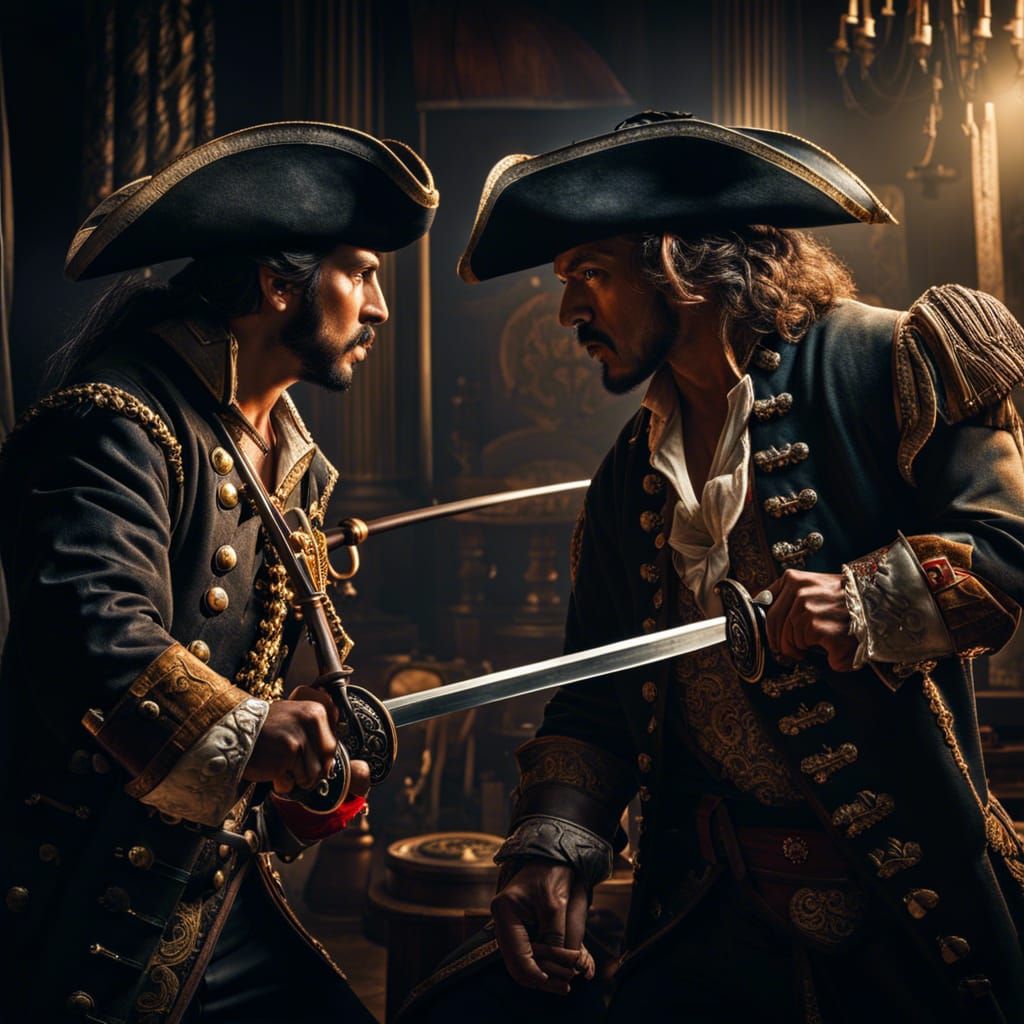Pirates Swordfighting with Rapiers in the 18th Century