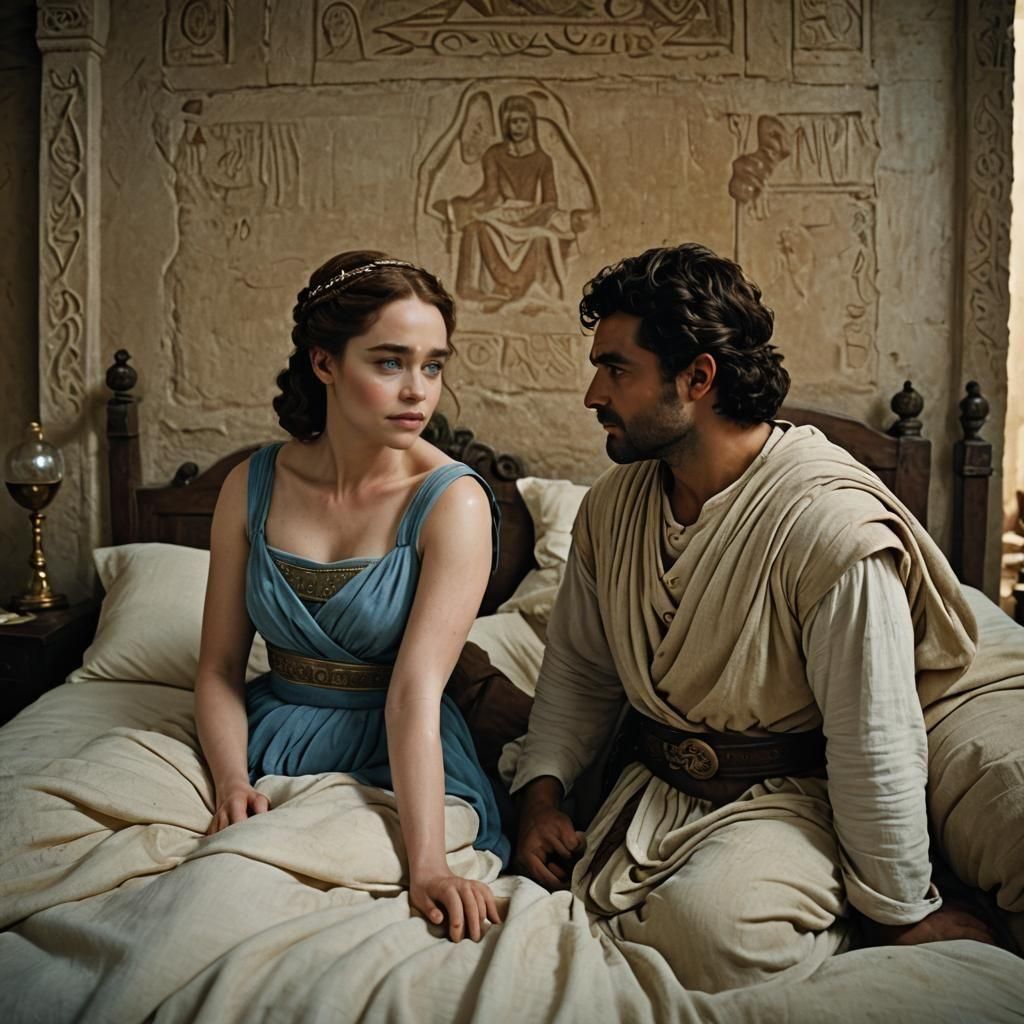 Emilia Clarke and Oscar Isaac in Greek Romance