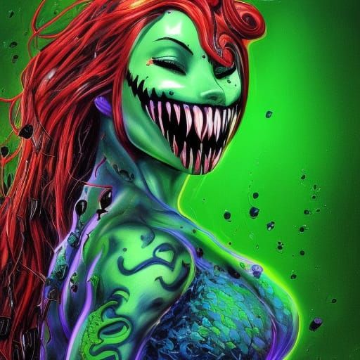 Venom and Poison Ivy Fusion: Klimt-Inspired Splash Art