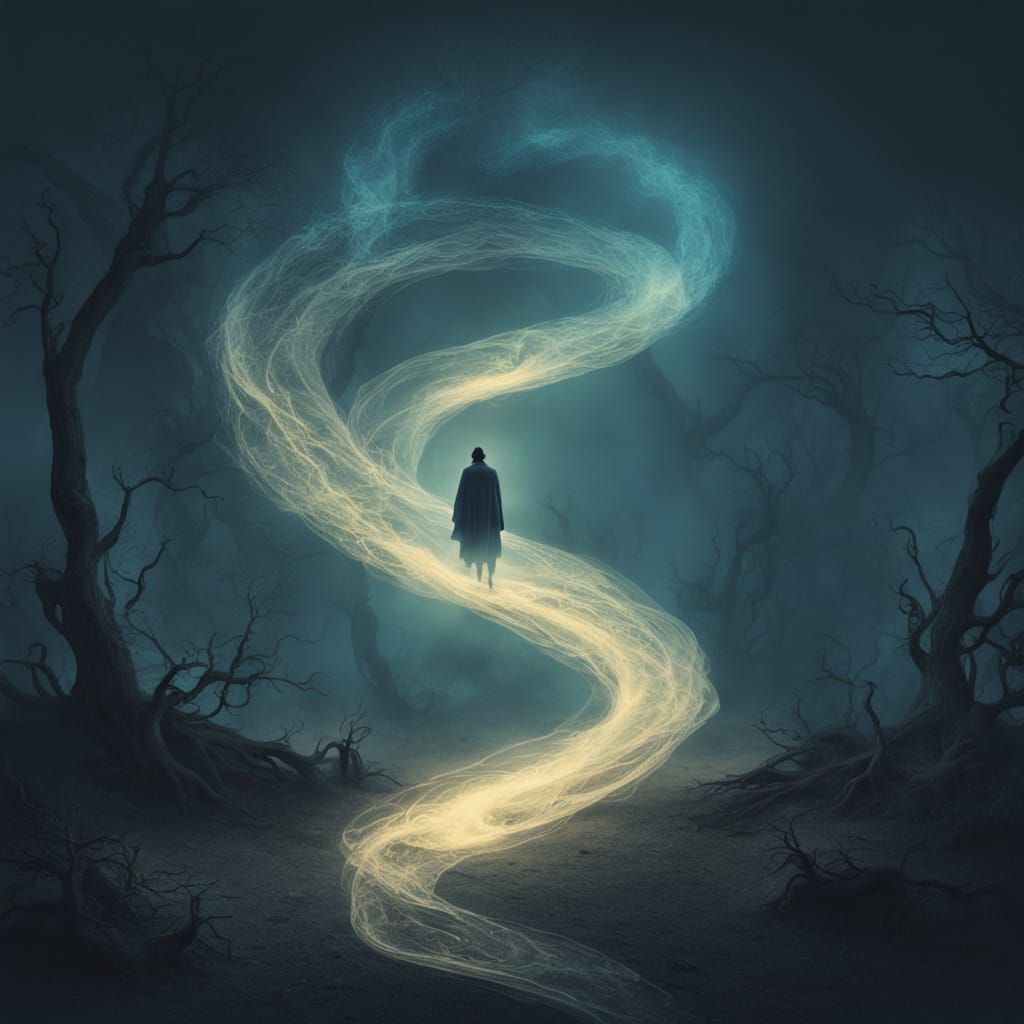 Mysterious Figure in a Dreamlike Atmosphere