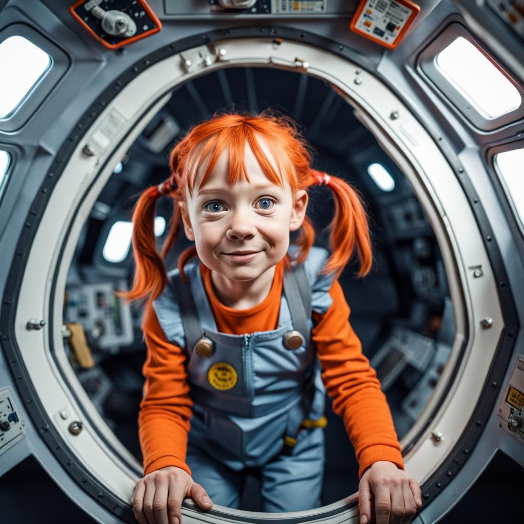 Pippi Longstocking in Spaceship: Photorealistic Scene