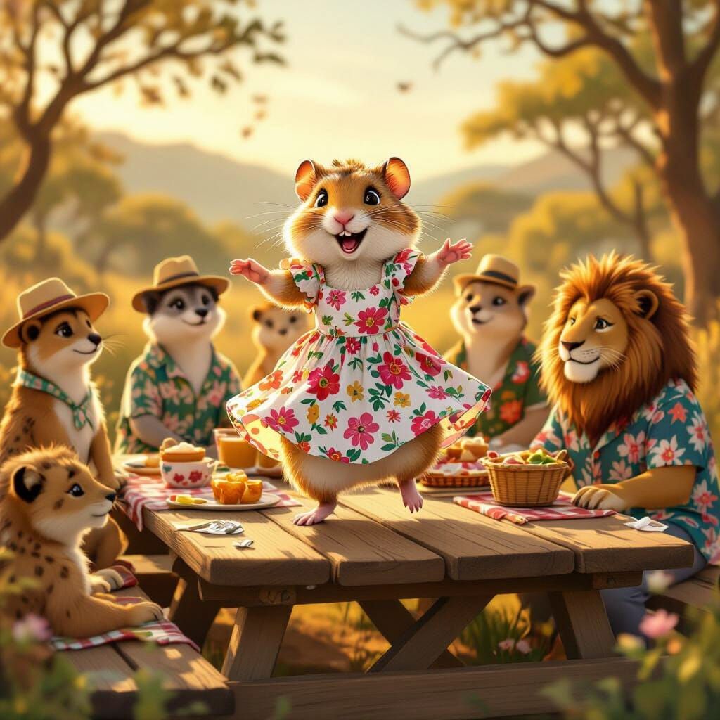 Anthropomorphic Animals Dancing at a South African Picnic