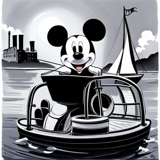 Steamboat Mickey in Classic Disney Style