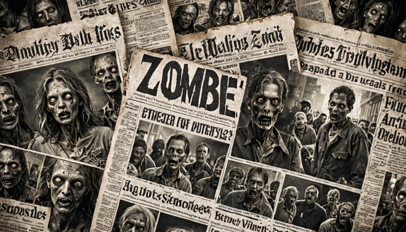 Zombie Newspaper Headlines in Hyperrealistic Style