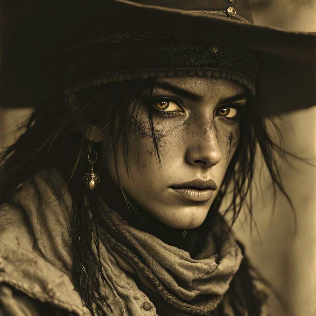 Vintage Portrait of Androgynous Plains Scout