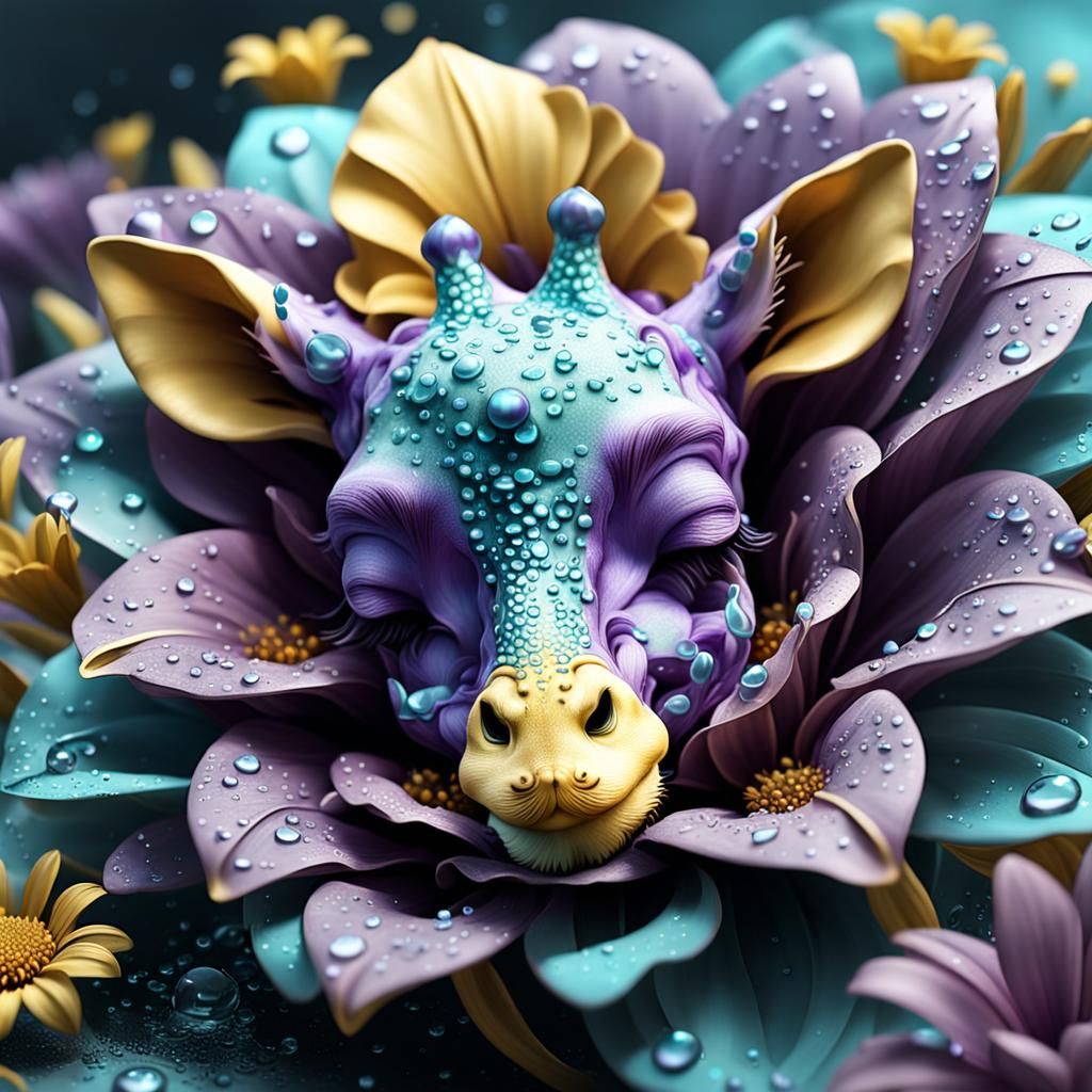 Baby Giraffe Dreamscape: Fantasy Art in Metallic Flower