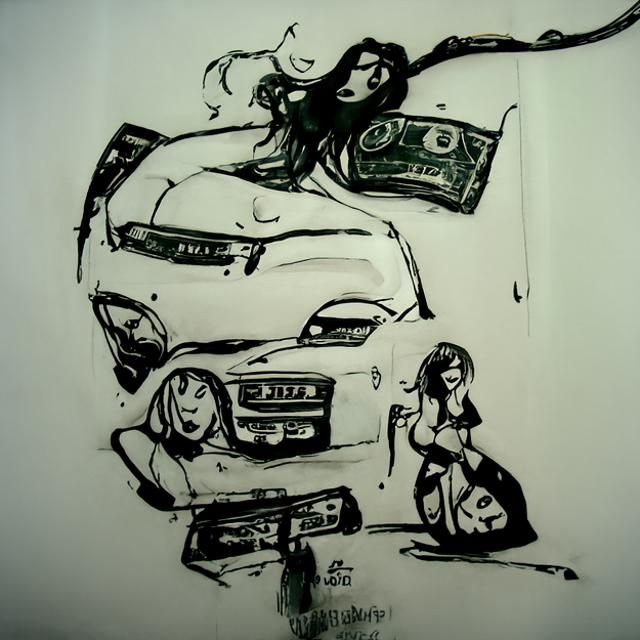 Ink Sketch: Girls, Cars, and Money