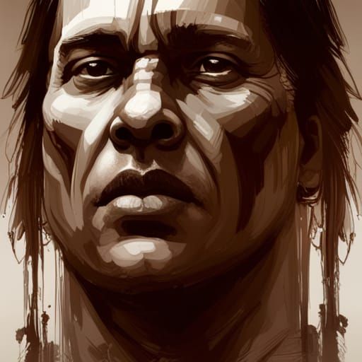 Aztec Scout Portrait in Art Nouveau Style