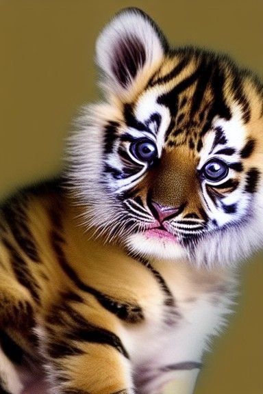 Adorable Fluffy Tiger Cub Kitten with Big Eyes