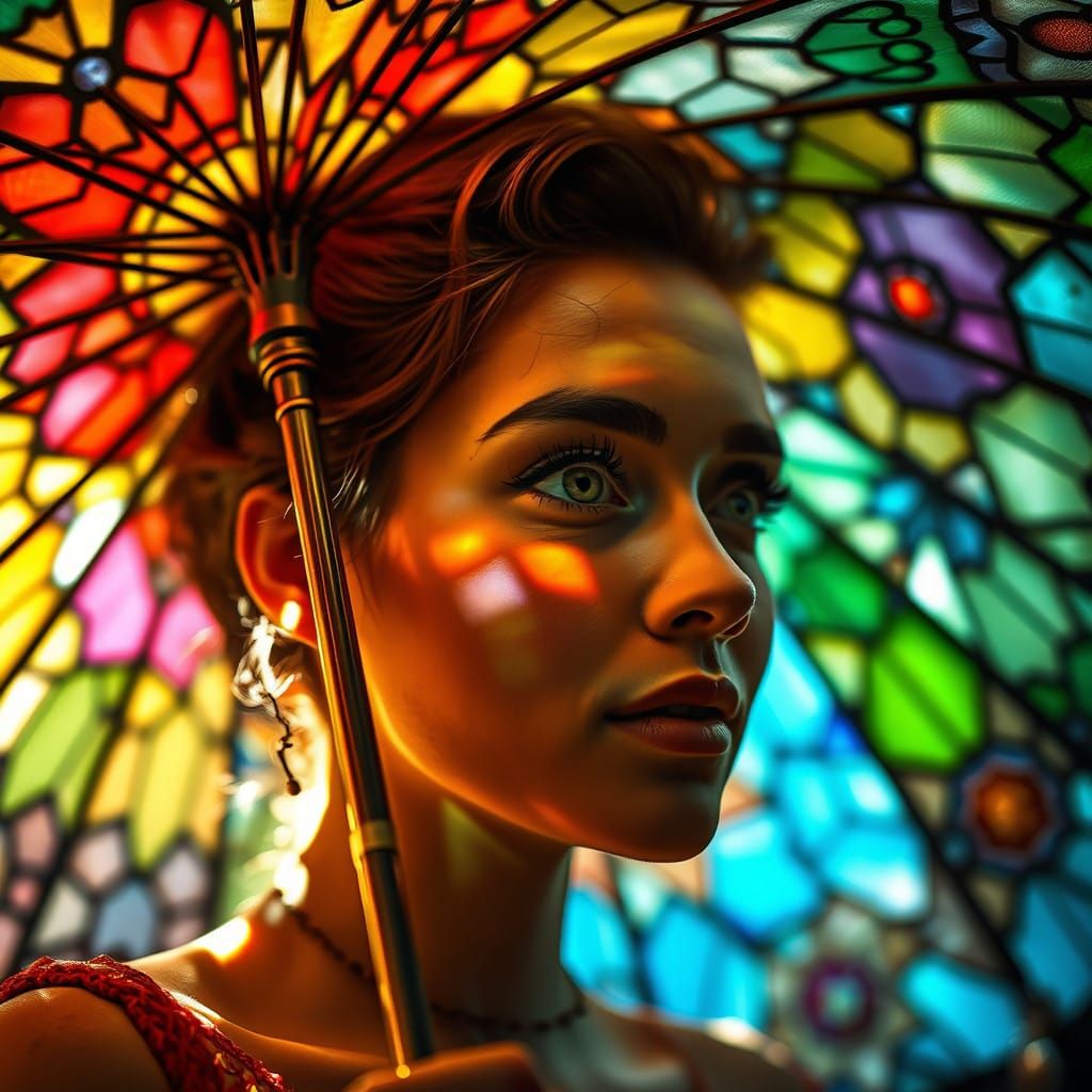 Stained Glass Umbrella in Vibrant Colors