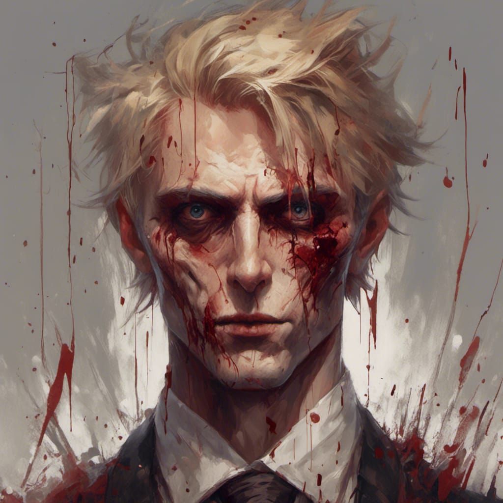 Sinister Blonde Man Portrait in Dramatic Style