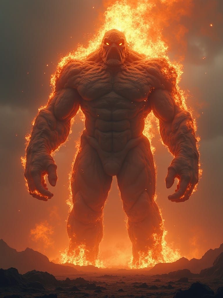 Norse Fire Giant Embodied in Flaming Granite