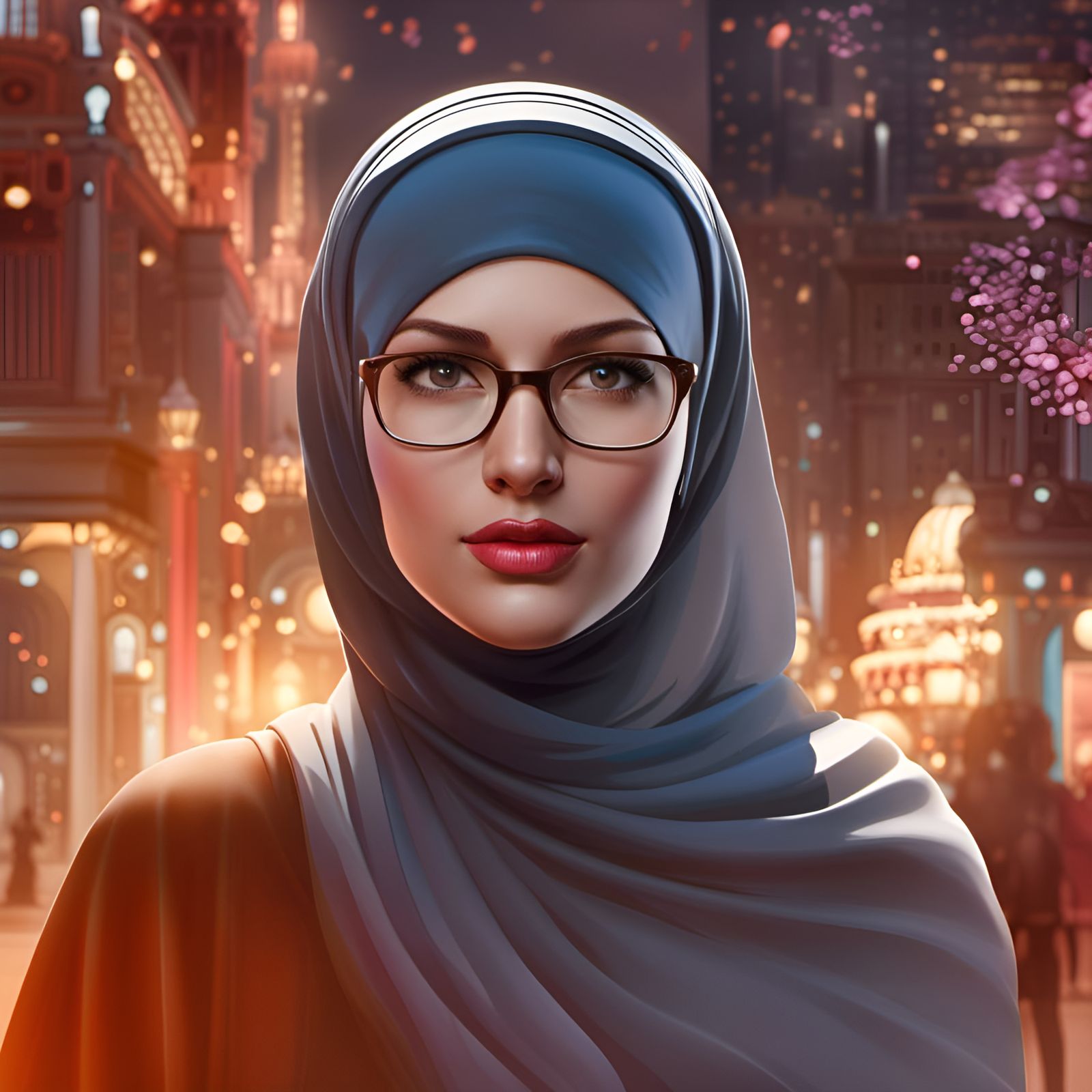 German Woman in Hijab Portrait, Digital Art