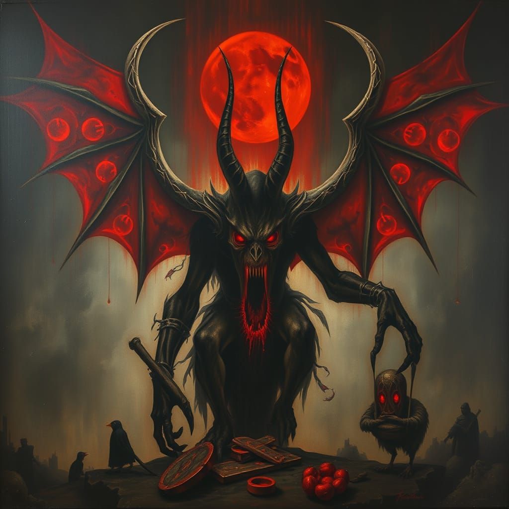 Gargantuan Holographic Evil in Oil Painting Style