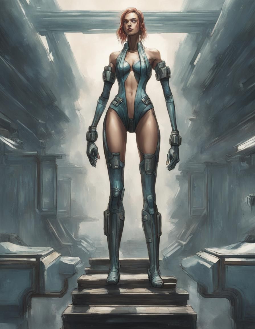 Futuristic Swimmer Ready to Dive, Warhammer 40k Style