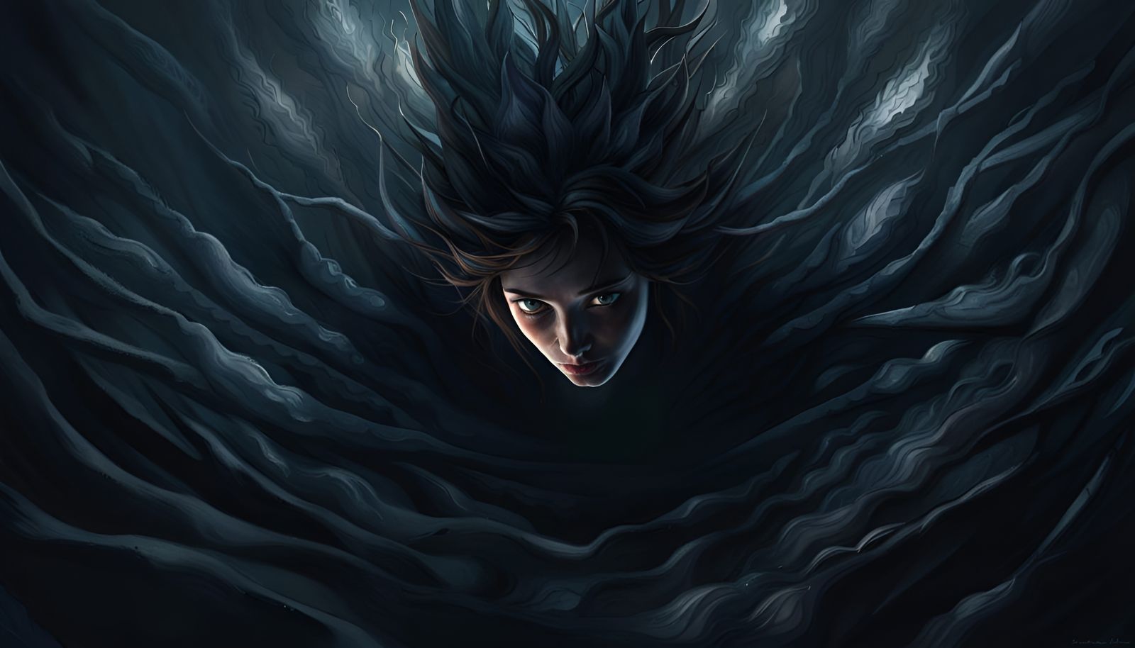 Shadowy Figure Stealing Soul in Digital Painting