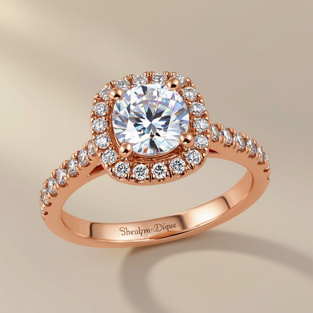 Rose Gold Wedding Ring with Cushion-Cut Diamond