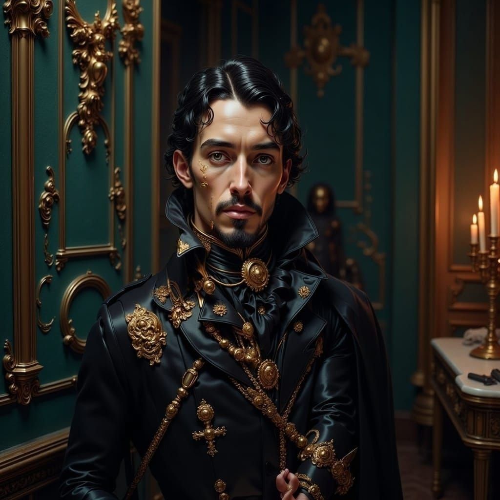 Rococo Portrait of Spanish Gentleman with Candlelight