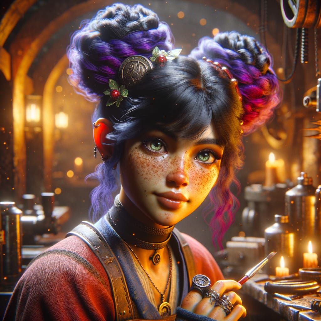 Rock Gnome Artificer in Warm Lit Workshop