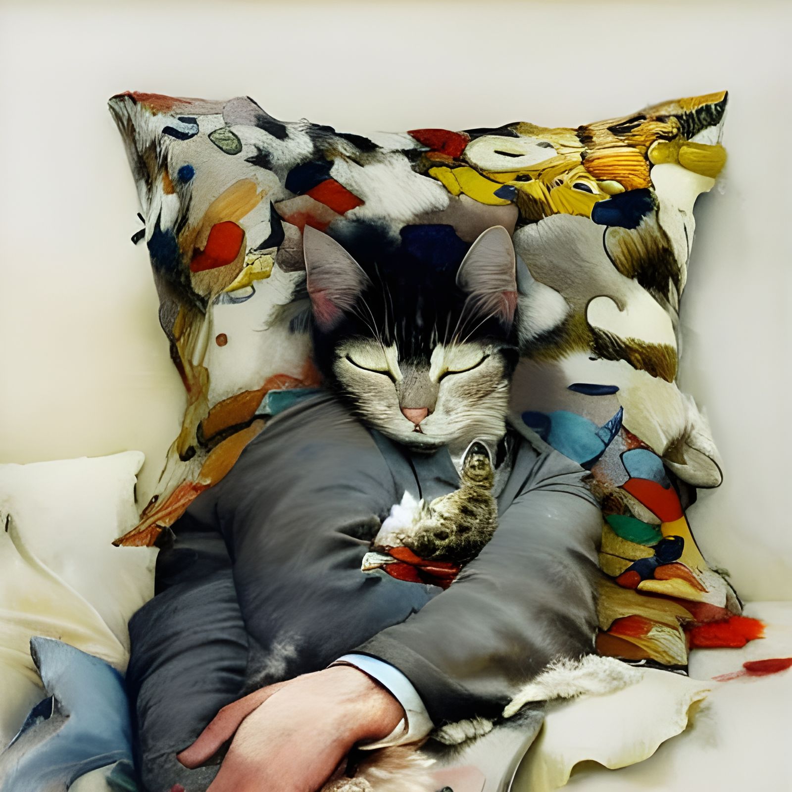 Obstinate Cat Refuses to Move in Hyperrealistic Painting