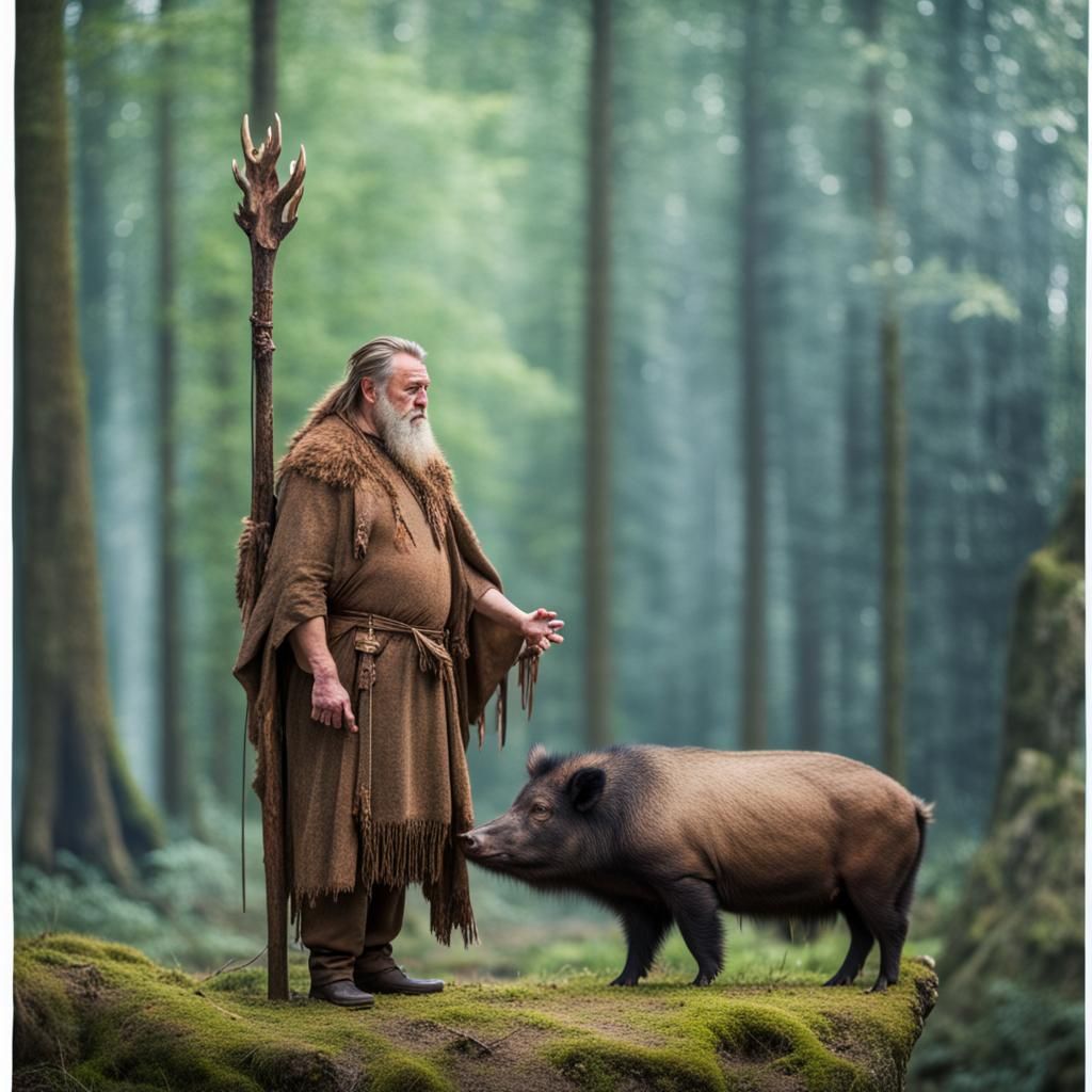 Druids and Boar in Natural Light Photography