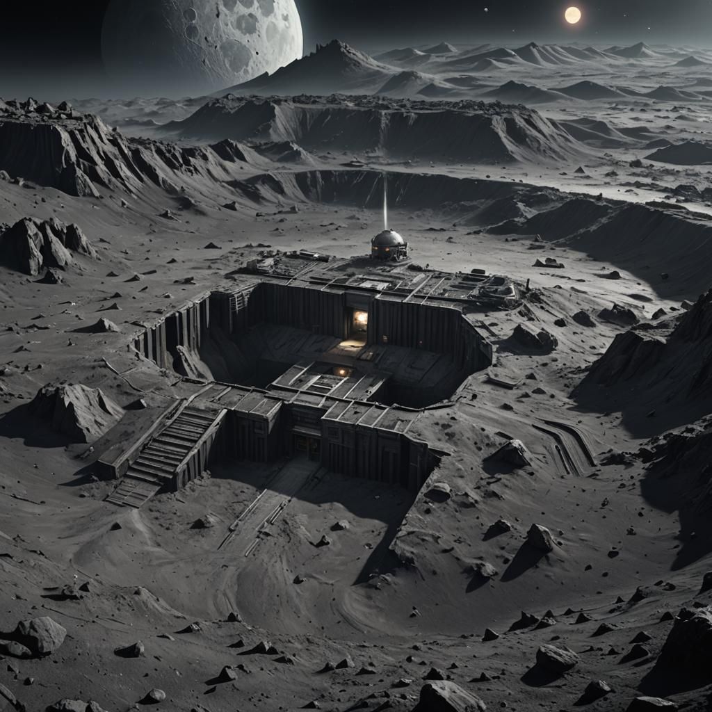 Haunted Lunar Bunker Under a Black Sun