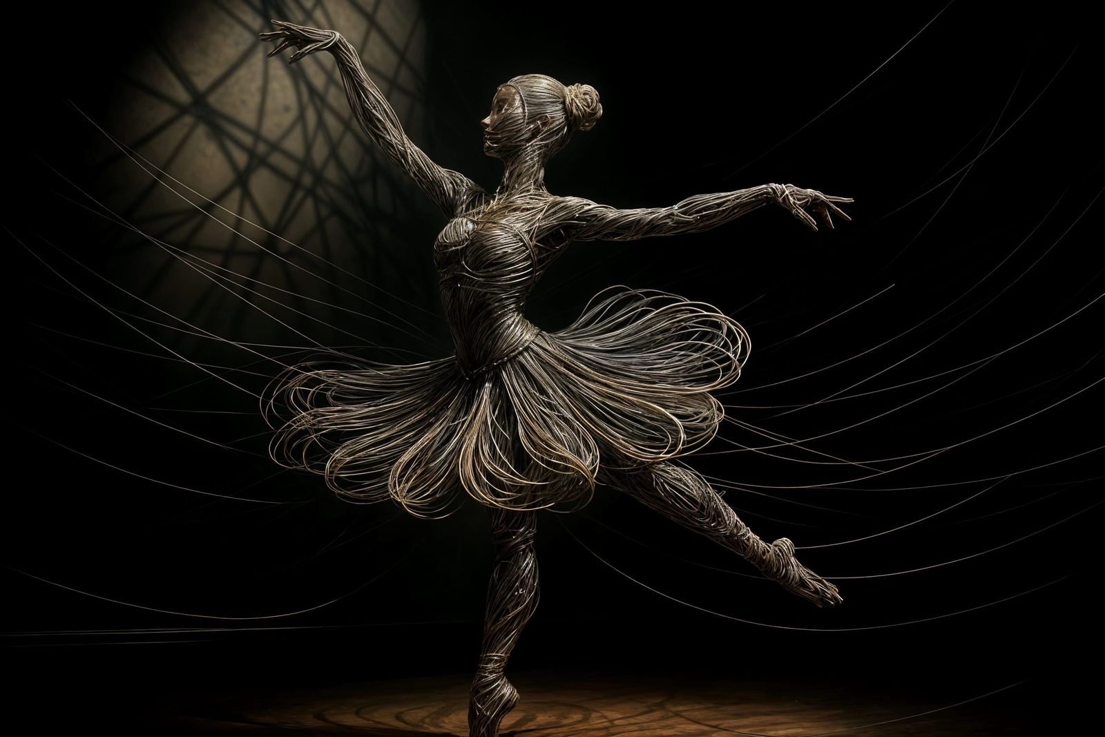Dynamic Wire Ballerina Sculpture in Ultra HD
