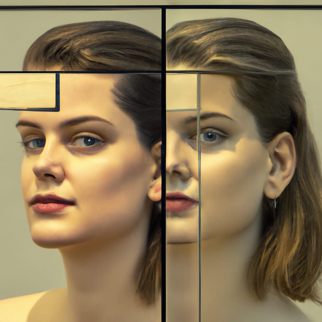 Cubist Portrait of a Woman with Split Lighting