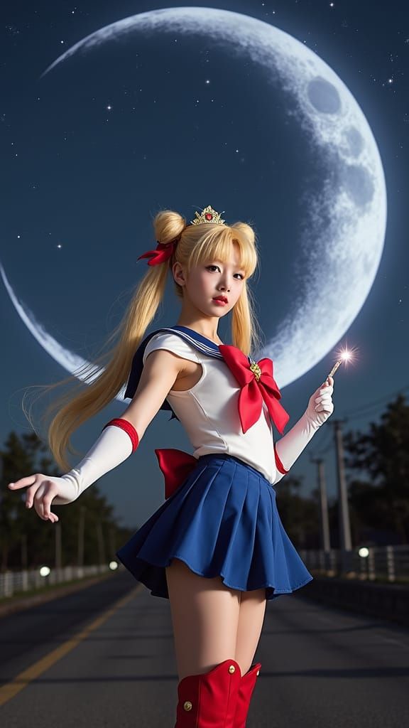Sailor Moon Goddess in Dreamy Night Sky