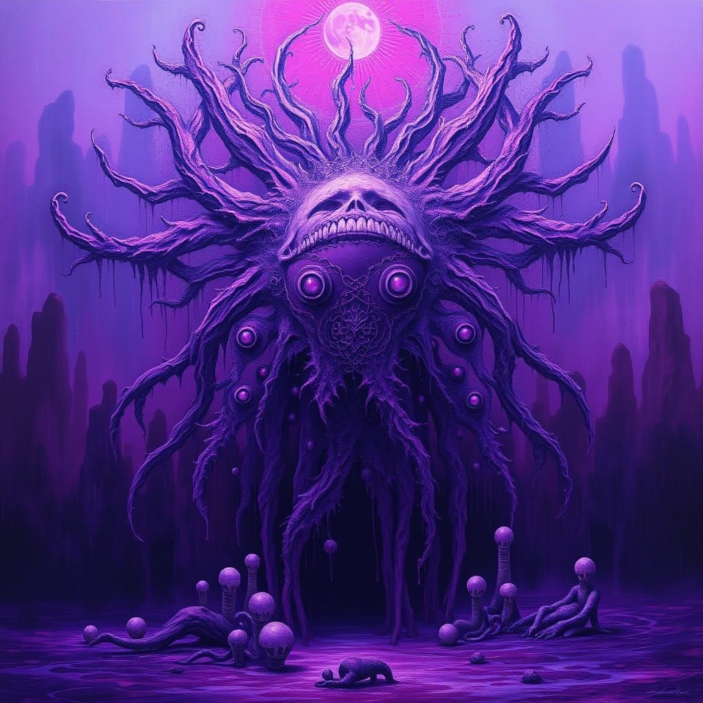 Dreamlike Purple Entity in Vibrant, Expressive Brushstrokes