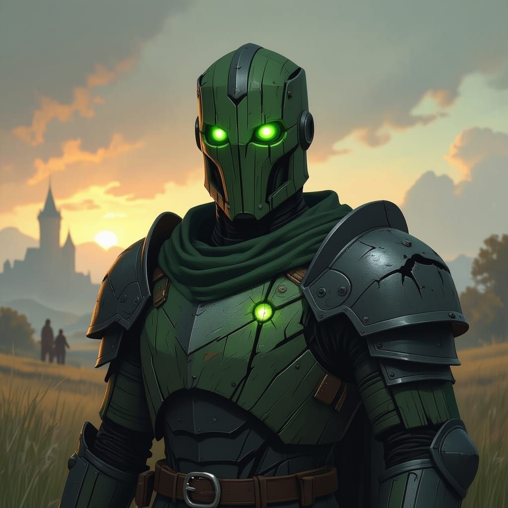 Warforged Wizard in Fantasy Landscape