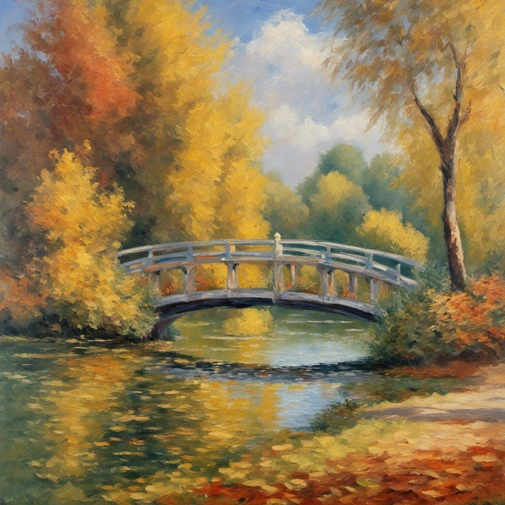 "Walk on a sunny day in autumn" in the style of Claude Monet!!!