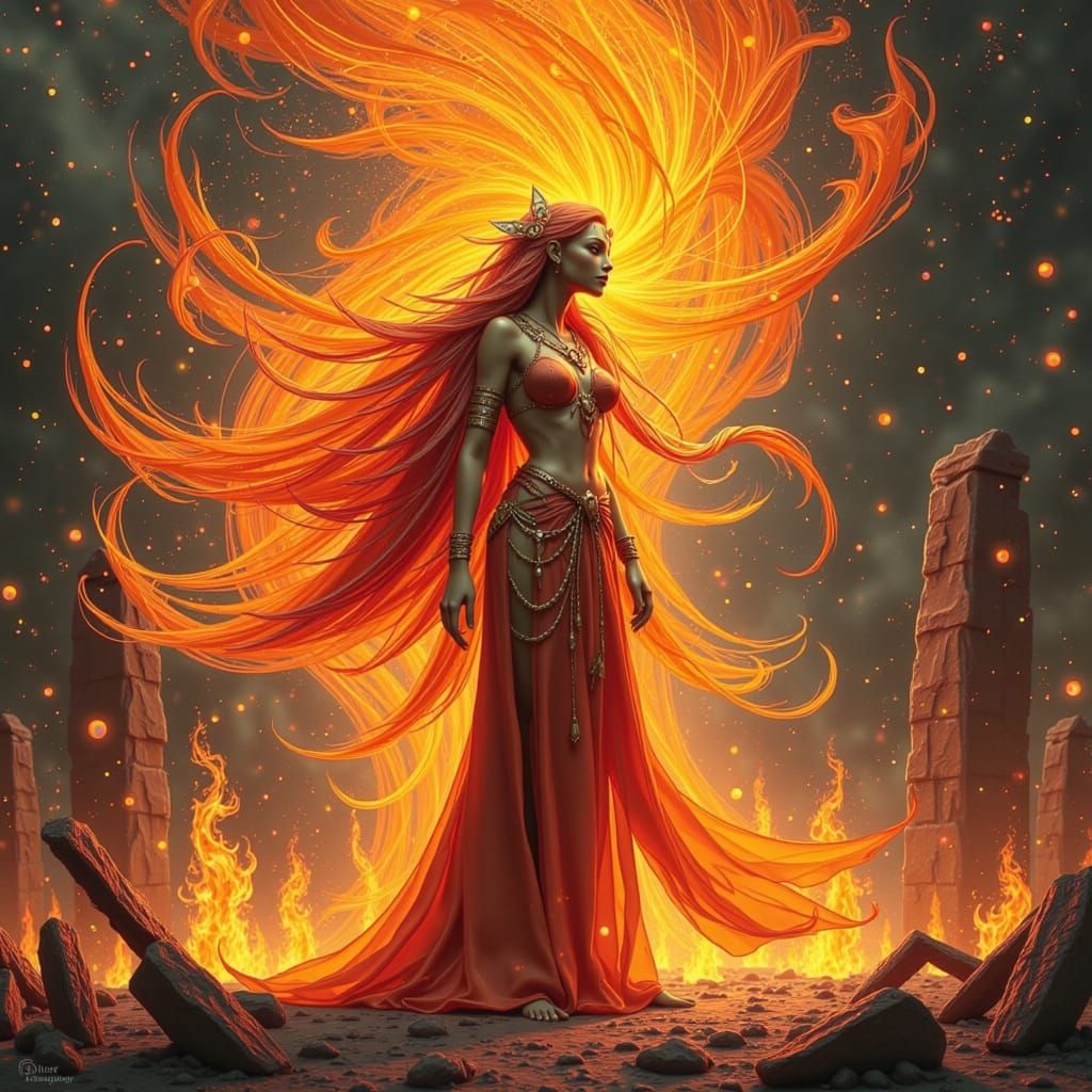 Ethereal Flame Spirit Ignites a Burning Abyss