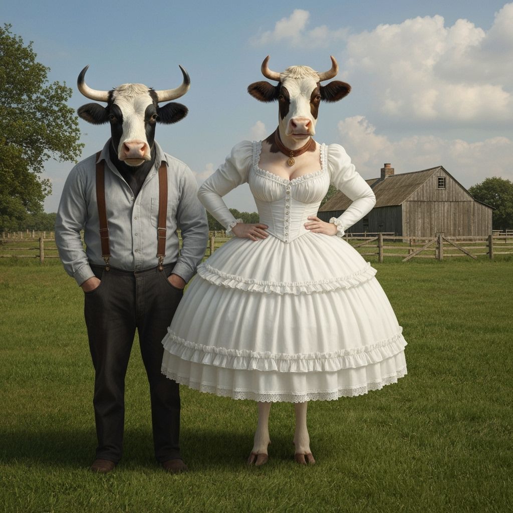 Victorian Cows on the Farm, Pre-Raphaelite Style