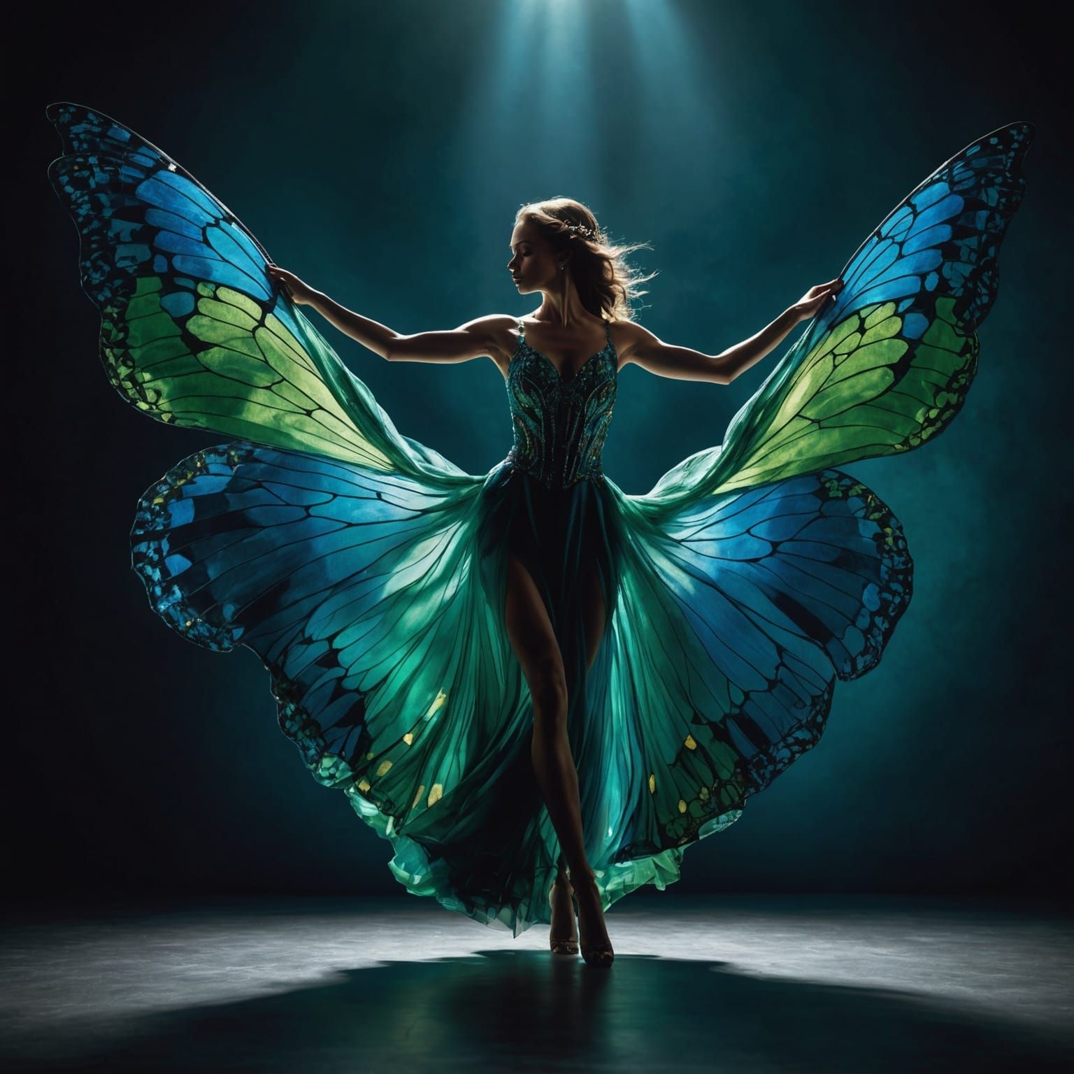 Captivating Dancer as Butterfly in Surreal Fantasy