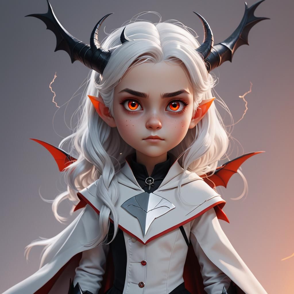 Winged Vampire Child in 3D Digital Art Style