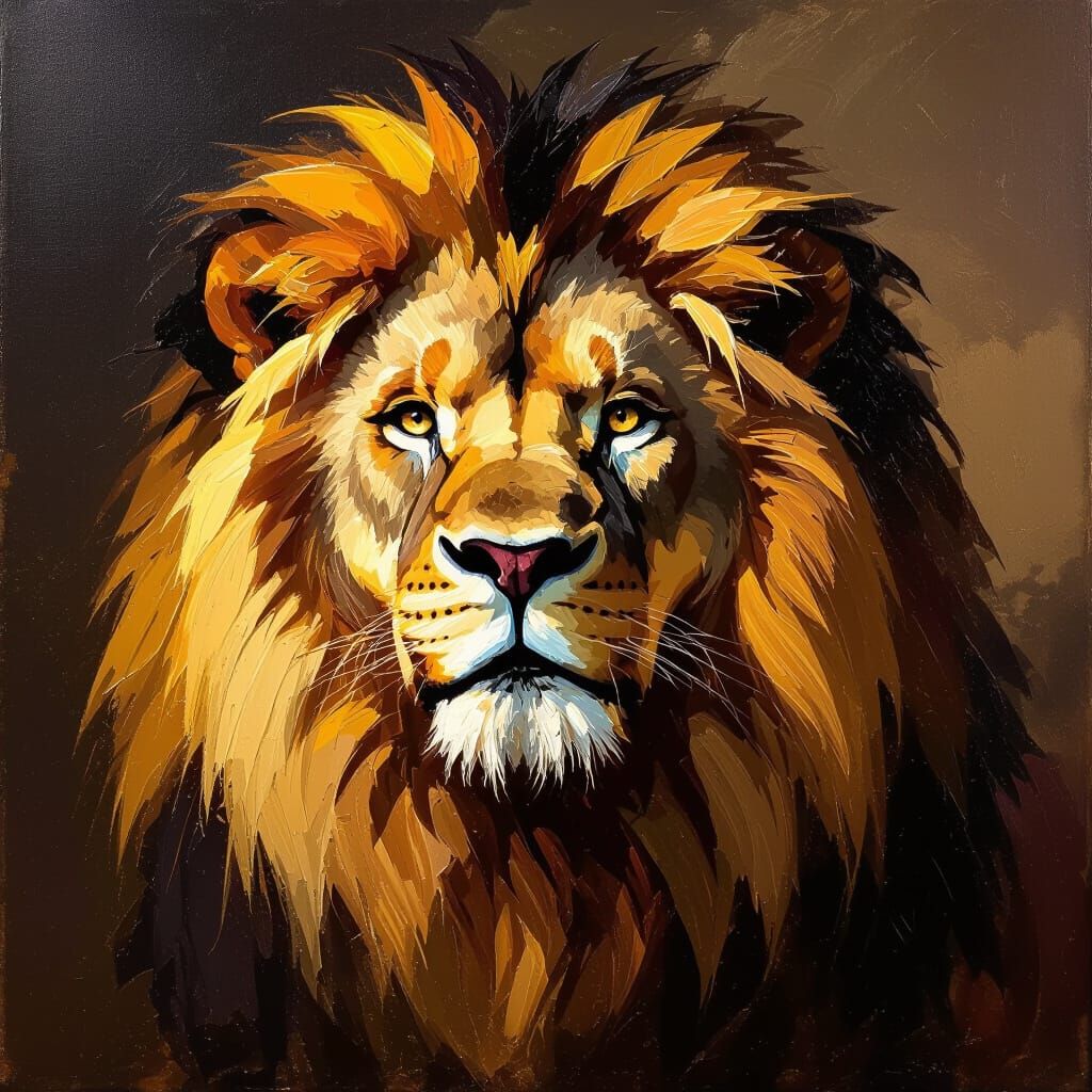 Majestic Dutch Lion in Rembrandt Style