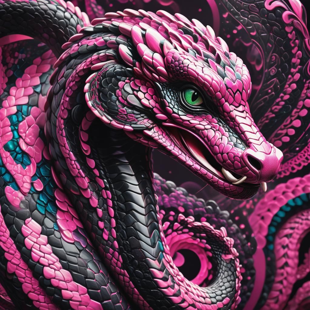 Cobra Head Emerges from Fractal Background in Splash Art