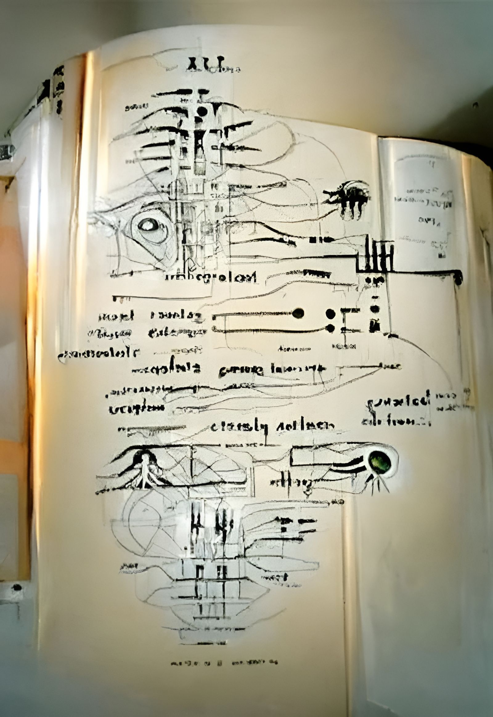 Alien Encyclopedia with Botanical Grimoires and Blueprints