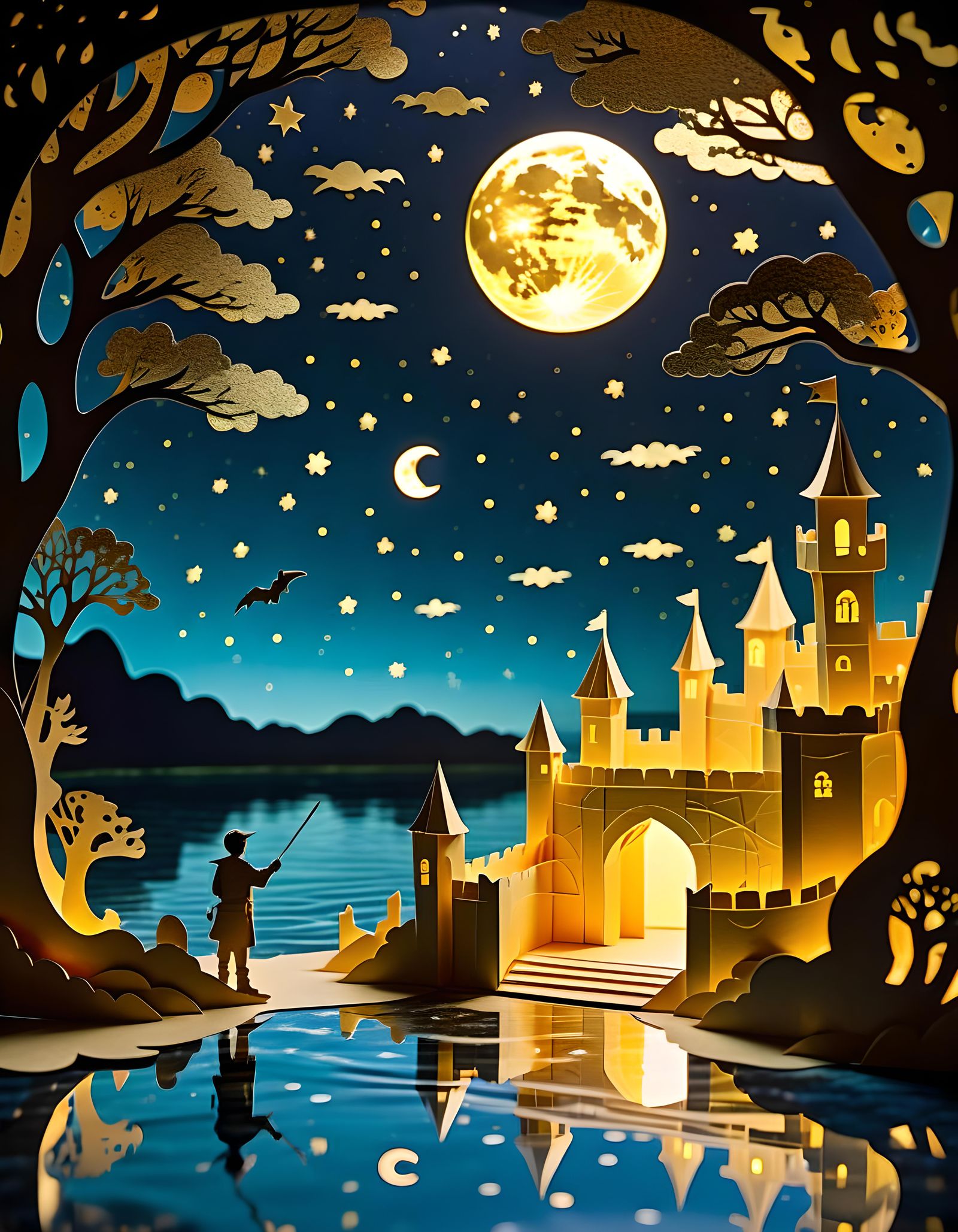 Fantasy Pop-Up Book: Golden Ocean Reflection