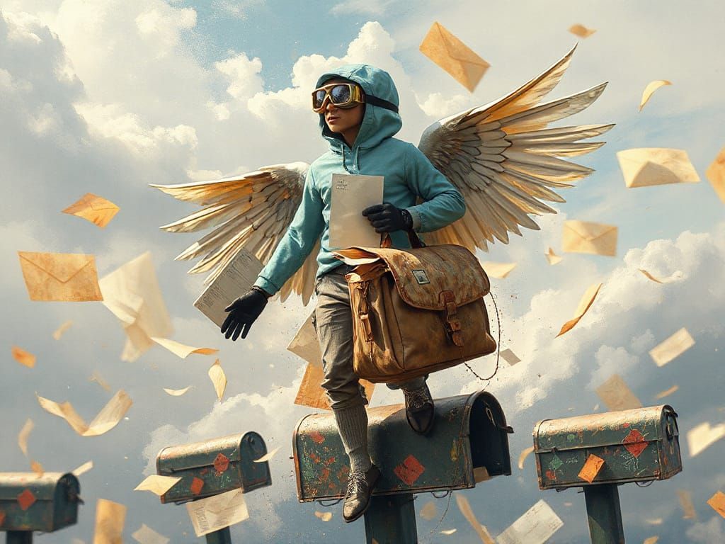 Vibrant Messenger Angel Soars Through the Skies