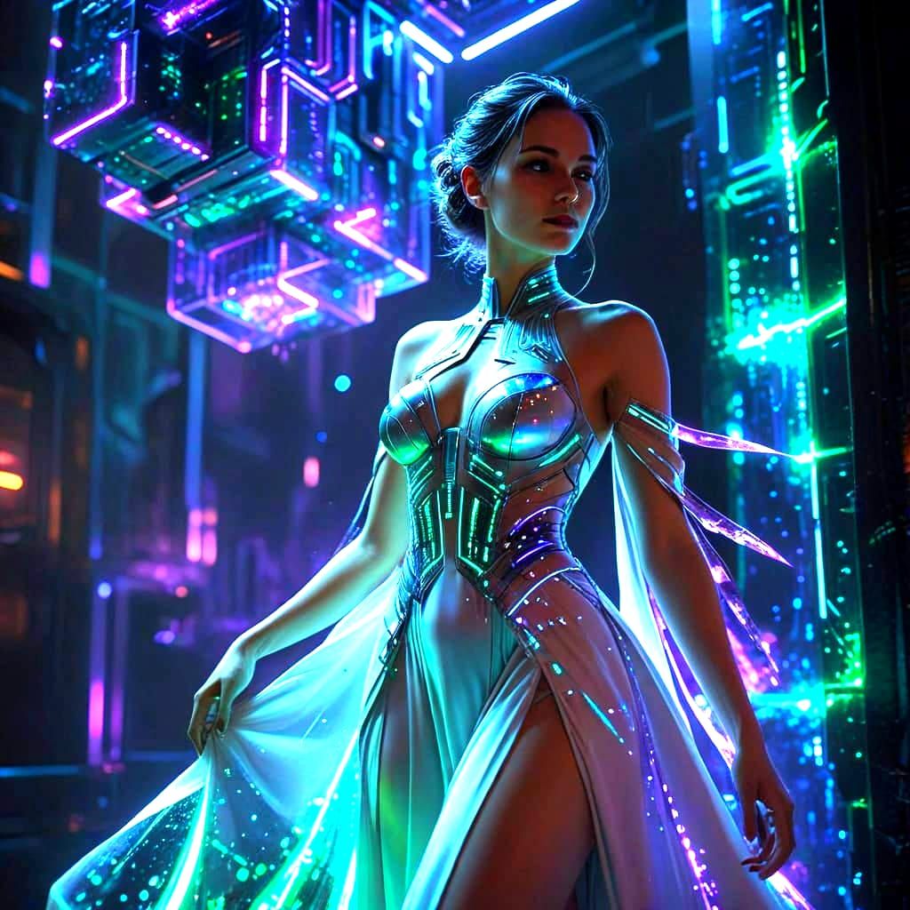 Goddess of Tech in a Digital Infinity Field