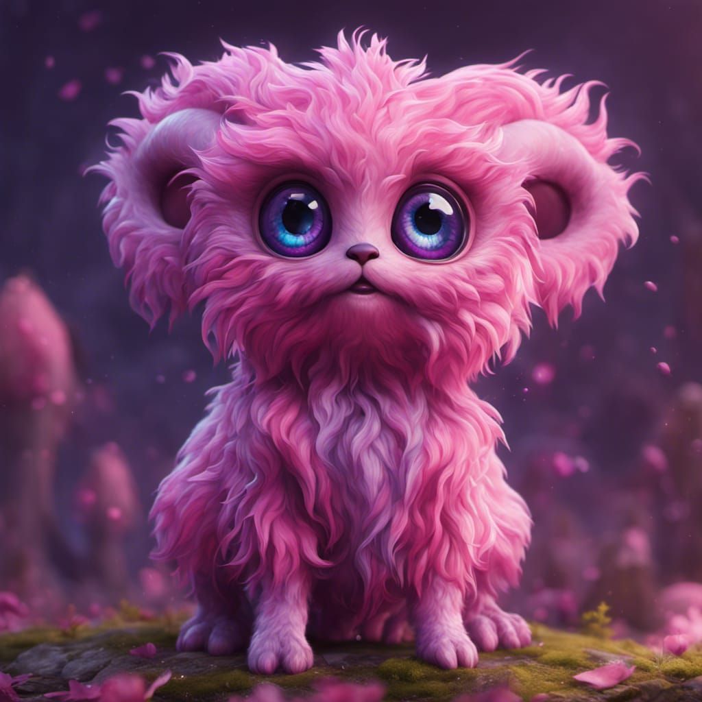 Adorable Fluffy Creature with Big Eyes, Fantasy Art