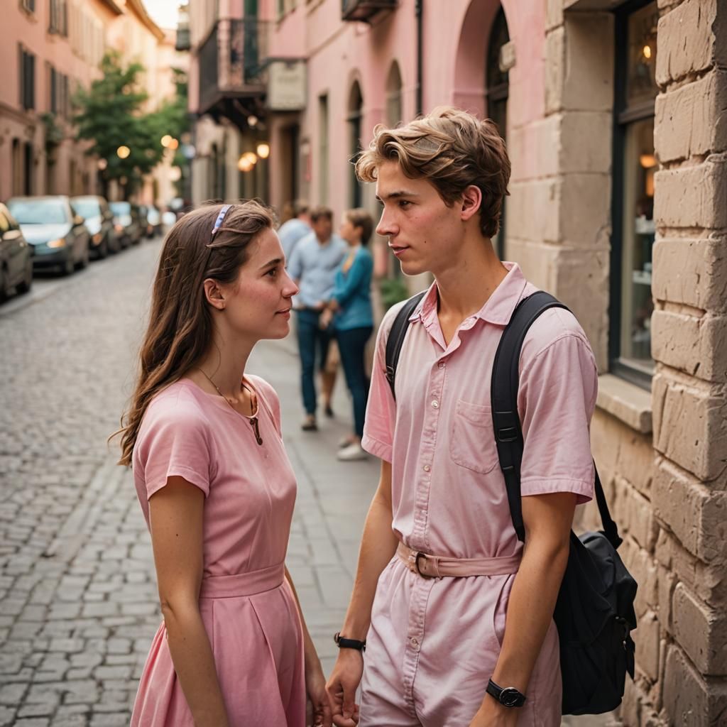 Teenage Boy in Pink Dress: Soft Focus Portrait