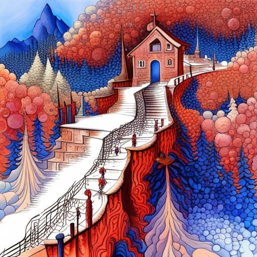 Fractal Asemic Writing in Pen and Ink